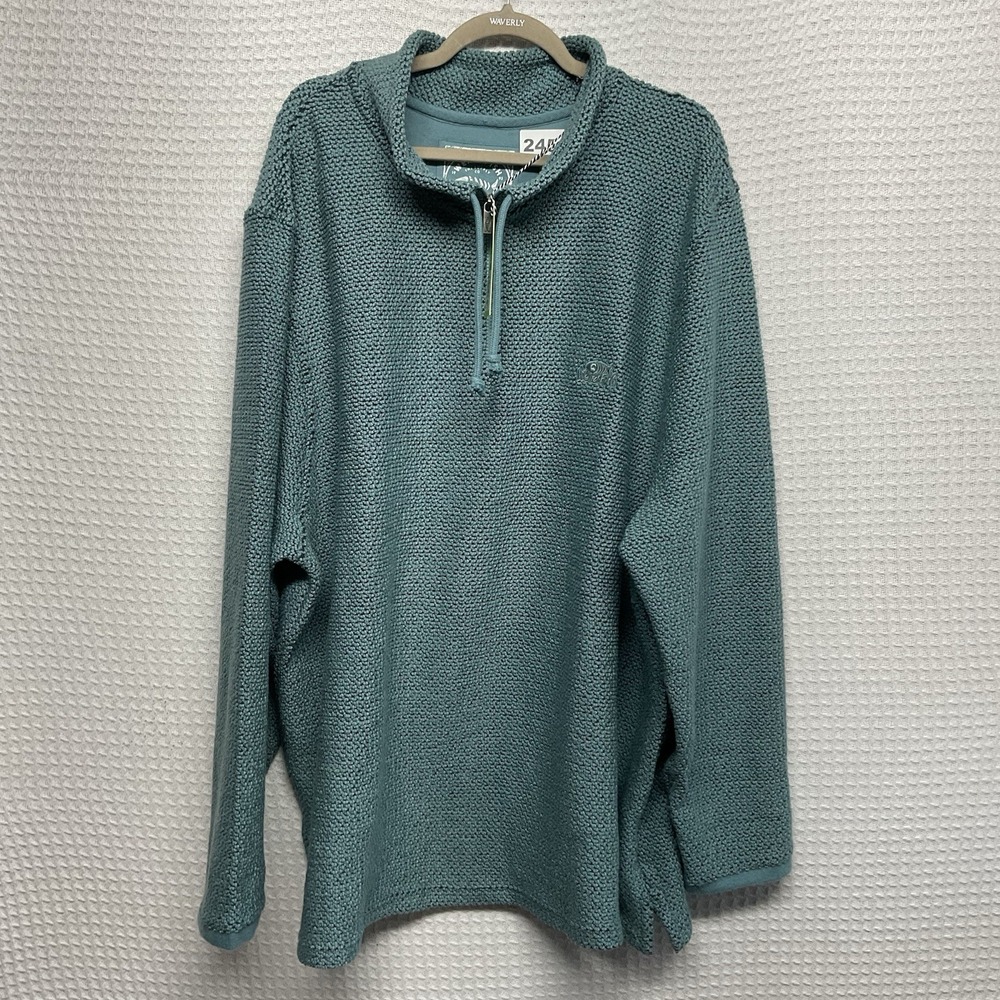 WEIRD FISH Cruiser‎ 1/4 Zip Macaroni Sweatshirt Mineral Blue Men's 4XL Coastal
